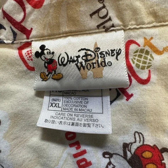 Walt Disney World Button Up Shirt XXL Mickey Mouse All Over Print - Picture 4 of 4